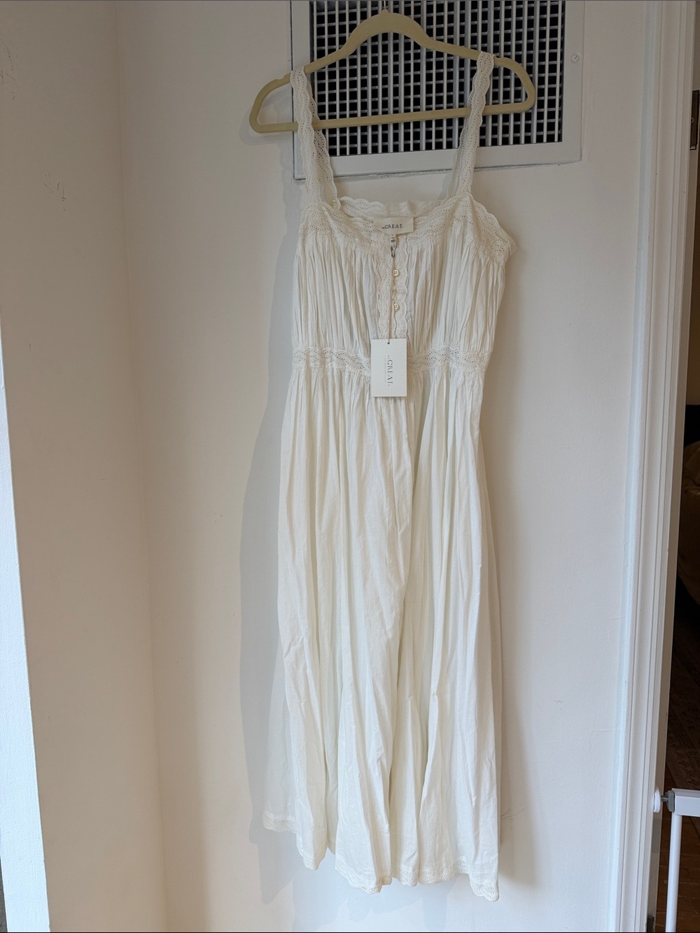 The Great Ivory Cream Maxi Sundress with Lace Trim, Size S, NWT - Picture 2 of 9